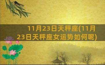 11月23日天秤座(11月23日天秤座女运势如何呢)