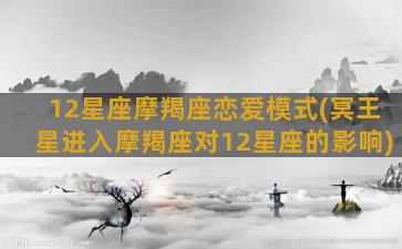 12星座摩羯座恋爱模式(冥王星进入摩羯座对12星座的影响)