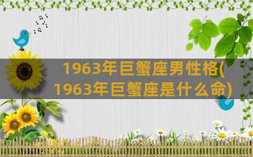 1963年巨蟹座男性格(1963年巨蟹座是什么命)