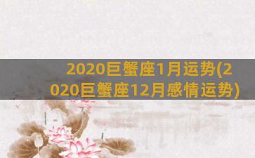 2020巨蟹座1月运势(2020巨蟹座12月感情运势)