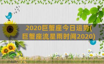 2020巨蟹座今日运势(巨蟹座流星雨时间2020)