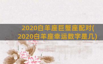 2020白羊座巨蟹座配对(2020白羊座幸运数字是几)