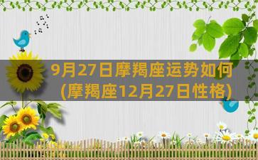 9月27日摩羯座运势如何(摩羯座12月27日性格)