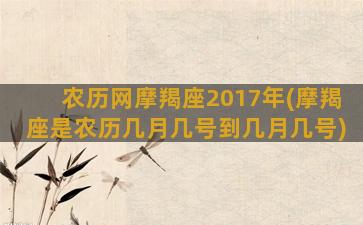 农历网摩羯座2017年(摩羯座是农历几月几号到几月几号)