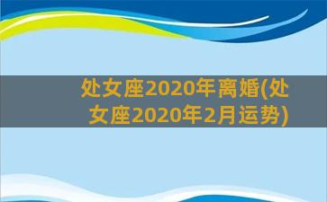 处女座2020年离婚(处女座2020年2月运势)