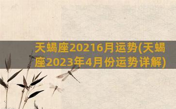 天蝎座20216月运势(天蝎座2023年4月份运势详解)