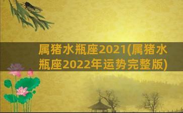 属猪水瓶座2021(属猪水瓶座2022年运势完整版)