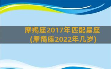 摩羯座2017年匹配星座(摩羯座2022年几岁)