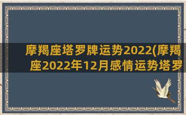 摩羯座塔罗牌运势2022(摩羯座2022年12月感情运势塔罗牌)