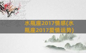 水瓶座2017情感(水瓶座2017爱情运势)