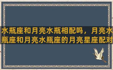 水瓶座和月亮水瓶相配吗，月亮水瓶座和月亮水瓶座的月亮星座配对