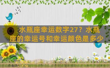 水瓶座幸运数字27？水瓶座的幸运号和幸运颜色是多少