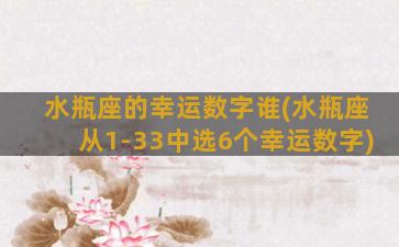 水瓶座的幸运数字谁(水瓶座从1-33中选6个幸运数字)