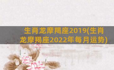 生肖龙摩羯座2019(生肖龙摩羯座2022年每月运势)