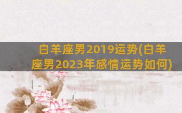 白羊座男2019运势(白羊座男2023年感情运势如何)