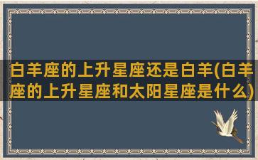 白羊座的上升星座还是白羊(白羊座的上升星座和太阳星座是什么)